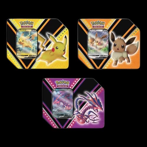 2020 Pokemon TCG V Powers Eevee V/Pikachu V/Eternatus V Tin Lot
