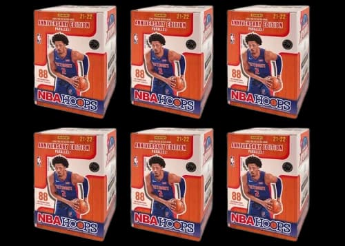 2021-22 Panini NBA Hoops Basketball Blaster Box (Anniversary Edition Parallel) 6x Lot