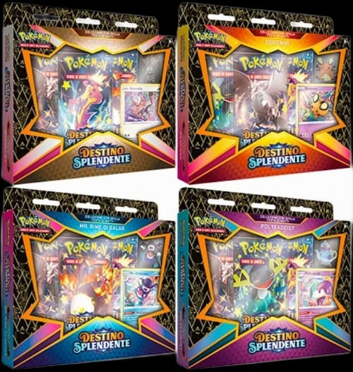 Pokémon GCC Spada e Scudo Destino Splendente Festa Matta Pin Collection Polteageist/Mr. Rime Di Galar/Dedenne/Bunnelby (ITA) 4x Lot