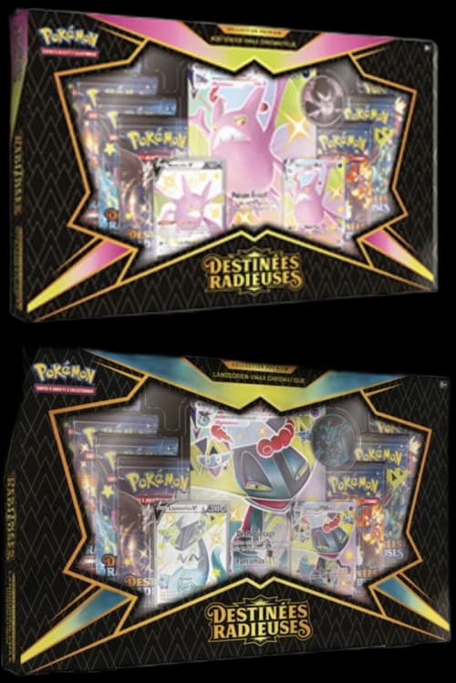 Pokémon JCC Épée et Bouclier Destinées Radieuses Collection Premium Lanssorien-VMAX Chromatique/Nostenfer-VMAX Chromatique 2x Lot