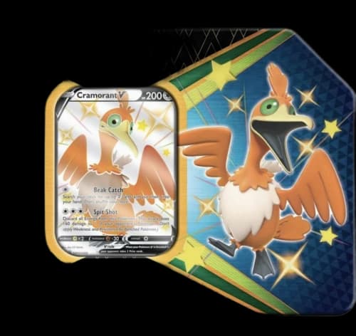 Pokémon TCG Sword & Shield Shining Fates Cramorant V Tin (6 Booster Packs)