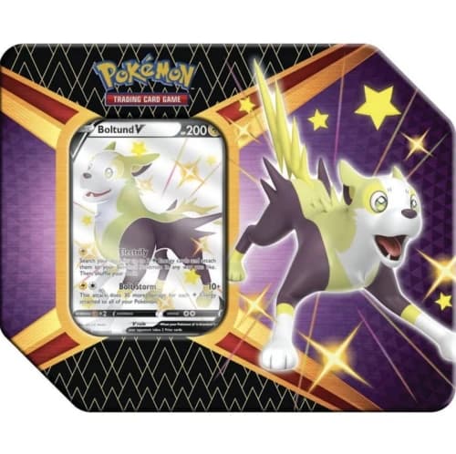 Pokémon TCG Sword & Shield Shining Fates Boltund V Tin (UK Version 5 Booster Packs)