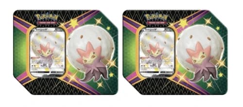 Pokémon TCG Sword & Shield Shining Fates Eldegoss V Tin 2x Lot (UK Version 5 Booster Packs)