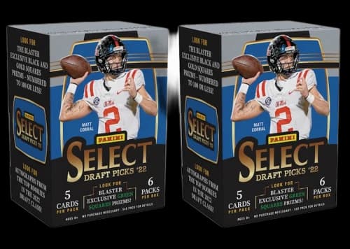 2022 Panini Select Draft Picks Collegiate Football Fanatics Exclusive Blaster Box (Green Squares Prizms) 2x Lot