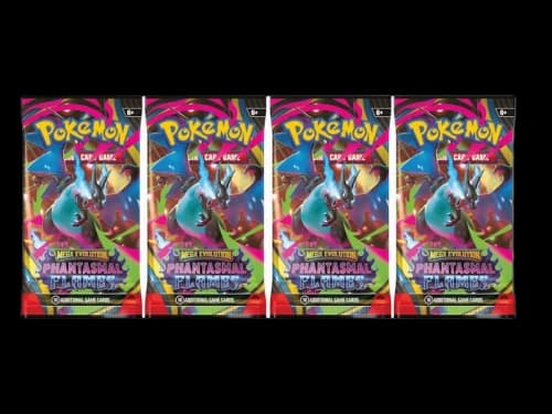 2025 Pokémon Mega Evolution Phantasmal Flames Mega Charizard X Booster Pack 4x Lot