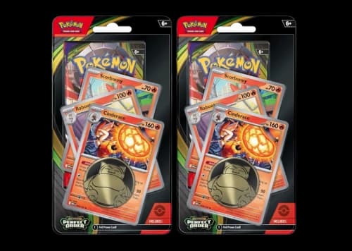 2026 Pokémon Mega Evolution Perfect Order Cinderace Raboot Scorbunny Premium Checklane Pack 2x Lot