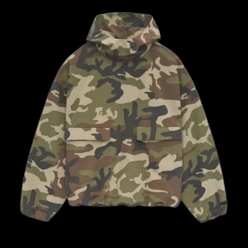 Fear of God Essentials Military Nylon Hooded Anorak Woodland Camo