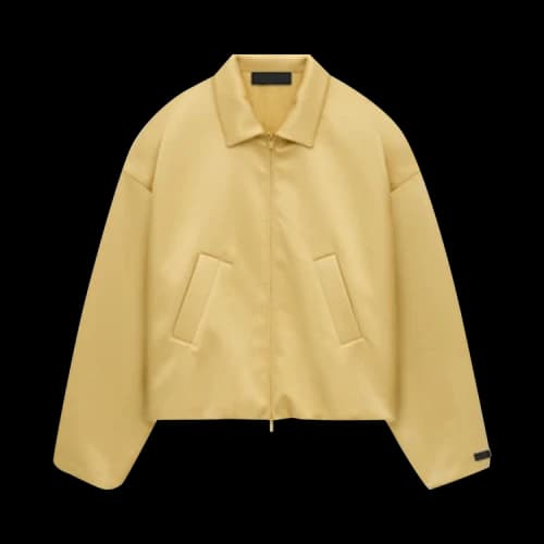 Fear of God Essentials Womens Satin Nylon Bomber Jacket Amber