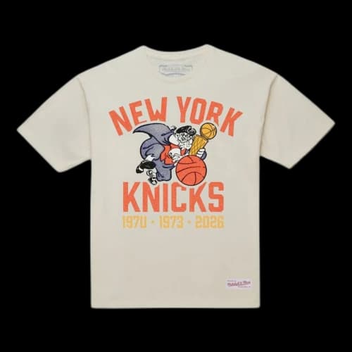 Mitchell & Ness New York Knicks Three-Time NBA Finals Champions Knickerbocker T-Shirt 'Cream'