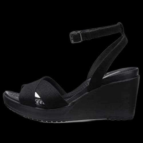 Crocs Leigh II Cross Strap Ankle Wedge Sandals 'Black' (Women's)