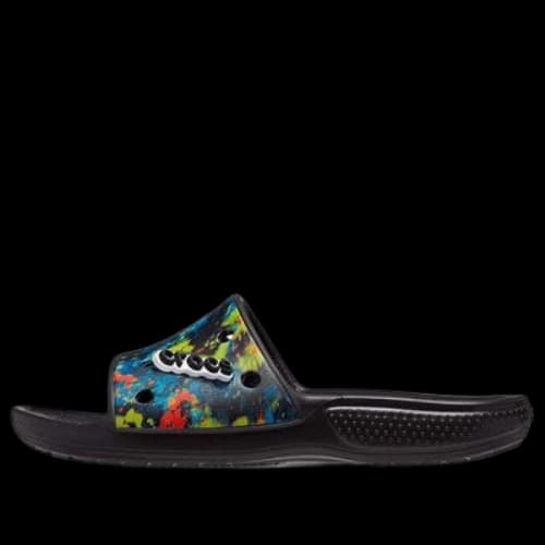 Crocs Classic Tie-Dye Graphic Slide 'Black'