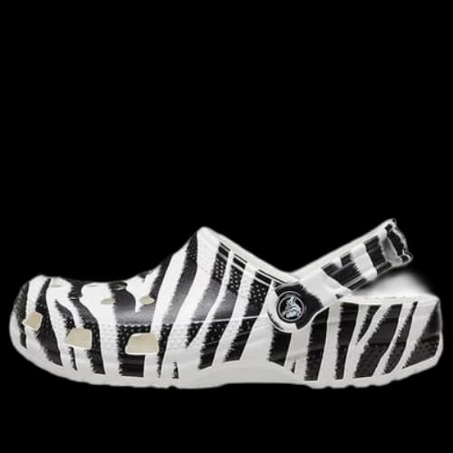 Crocs Classic Clog animal Printing Beach Sandals Black White