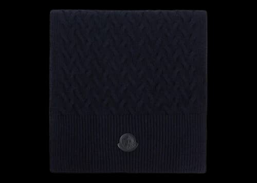 Moncler Logo Patch Wool Scarf Black