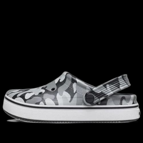 (GS) Crocs Off Court Printed Clogs 'Grey Black White'