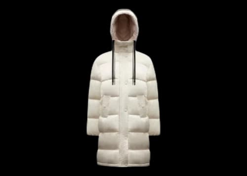 Moncler Women's Erysimum Long Down Jacket Butter White