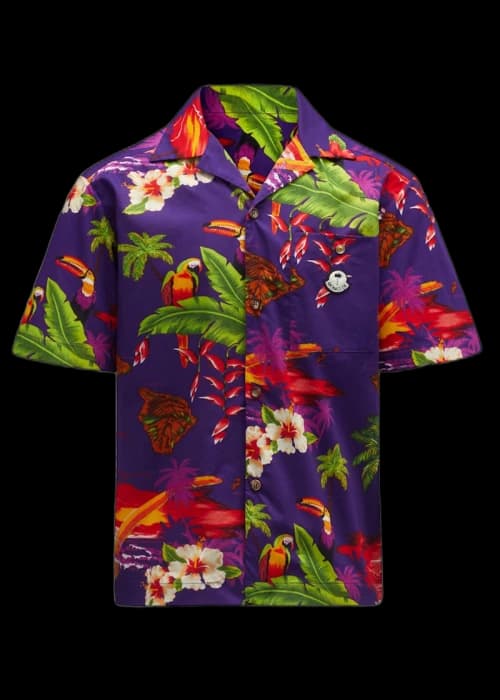 Moncler x Palm Angels Hawaiian Print Short Sleeve Shirt Purple Multi Print