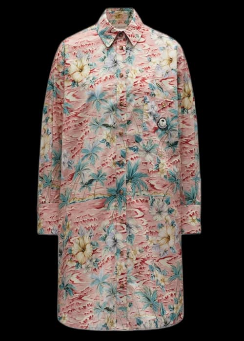 Moncler x Palm Angels Tropical Print Long Overshirt Pink