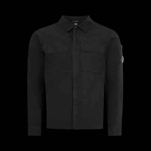 C.P. Company Organic Gabardine Zipped Lens Overshirt 'Black'