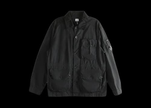 C.P. Company Flatt Nylon Mixed Button Lens Jacket Black