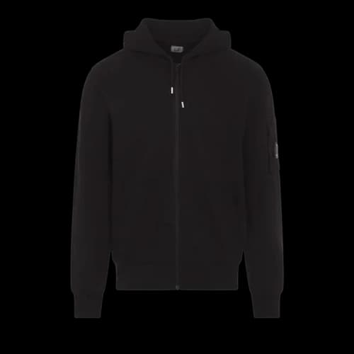 C.P. Company Light Fleece Zip Hooded Lens Sweatshirt 'Black'