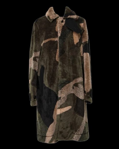 KAWS x Sacai Jacquard Faux Fur Coat Green
