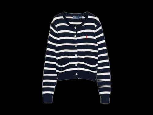 Polo Ralph Lauren Pony Striped Cable Cardigan Navy/White Multi