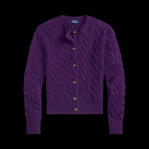 Polo Ralph Lauren Long-Sleeve Crew Neck Cardigan Sweater 'Royal Aubergine Purple'