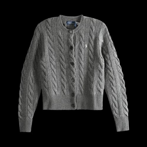 Polo Ralph Lauren Long Sleeve Crew Neck Sweater Cardigan 'Battalion Grey Heather'