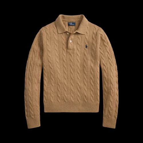 Polo Ralph Lauren Long Sleeve Collared Pullover Sweater 'Camel Melange'