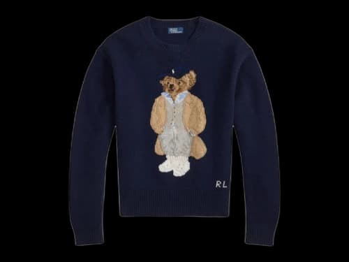 Polo Ralph Lauren Women's Bear Cashmere Wool Sweater Blue