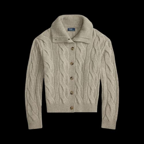 Polo Ralph Lauren Long-Sleeve Crew Neck Cardigan Sweater 'Light Vintage Heather'