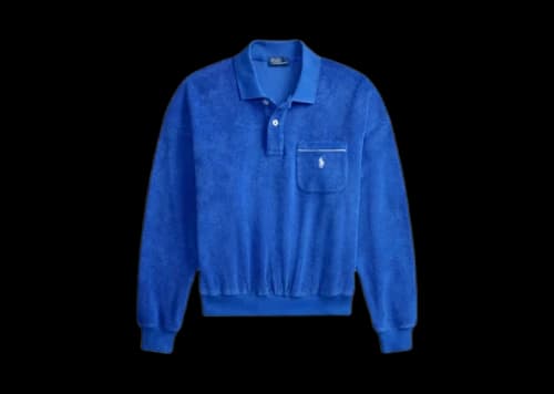 Polo Ralph Lauren Long Sleeve Polo Knit Collar Shirt Gala Blue