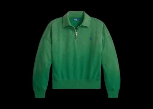 Polo Ralph Lauren Long Sleeve Mock Neck Half Zip Sweatshirt Fiji Green
