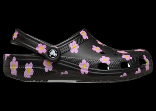 Crocs Classic Flower Clog Black (Kids)