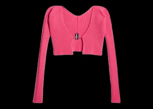 Jacquemus La Maille Pralu Micro Charm Logo Cardigan Pink
