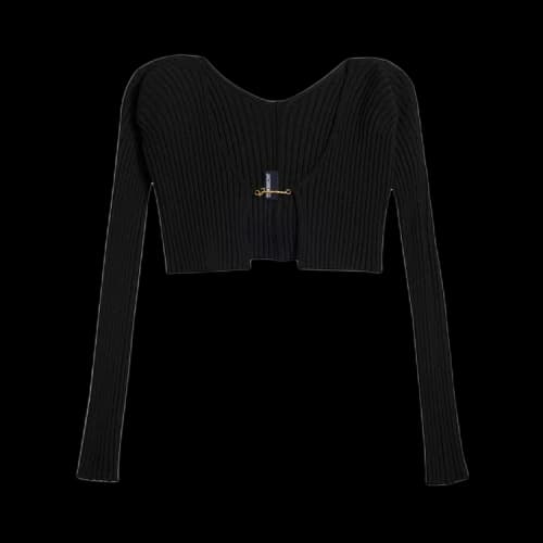 Jacquemus La Maille Pralu Micro Charm Logo Cardigan Black