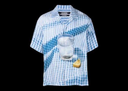 Jacquemus Le Chemise Jean Tablecloth Print Shirt Blue