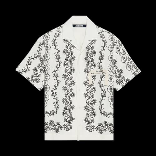 Jacquemus Flower Garland Bowling Shirt 'White/Black'