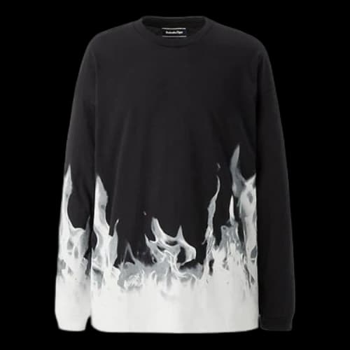 Onitsuka Tiger Flame Graphic Long Sleeve T-shirt 'Black Off White'