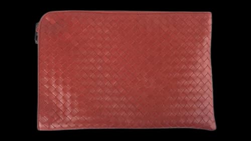 Bottega Veneta Intrecciato Document Clutch Bag Red