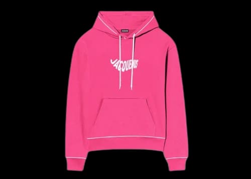 Jacquemus Le Sweatshirt Vague Print Wave Logo Hoodie Pink