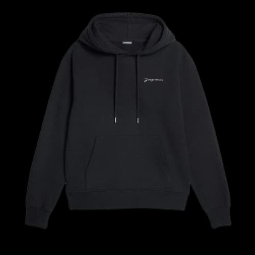 Jacquemus Le Sweatshirt Brode Embroidered Logo Regular Fit Hoodie Black/White