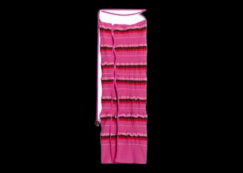 Jacquemus La Jupe Maille Concha Asymmetric Striped Skirt Dark Pink