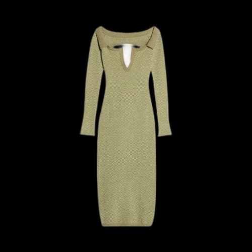 Jacquemus La Robe Maille Pampero Off-The-Shoulder Polo Dress Multi-Green