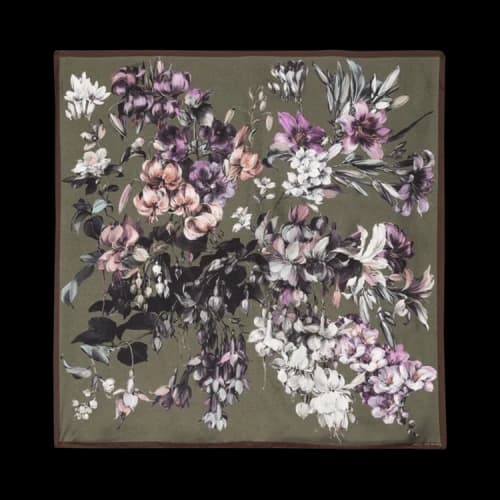 Dries Van Noten Floral Silk Foulard 'Khaki'
