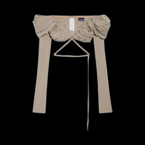 Jacquemus Le Haut Spalla Crop Top 'Light Khaki'