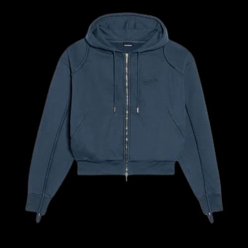 Jacquemus Wave Logo Zip Up Hoodie 'Dark Navy'
