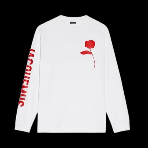Jacquemus Rose Stencil Long-Sleeve T-Shirt 'White/Red'