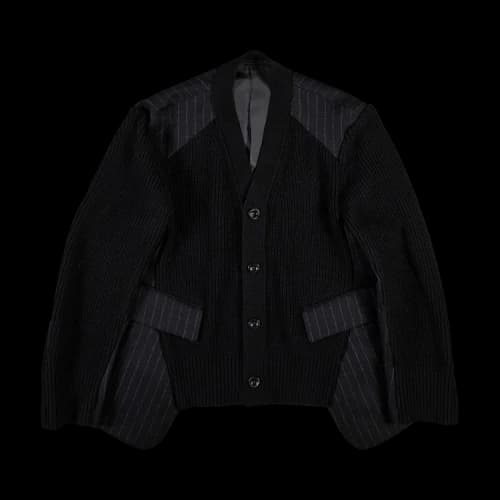 Sacai Chalk Stripe x Knit Cardigan 'Black'