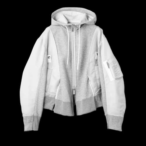 Sacai Nylon Twill x Sponge Sweat Hoodie 'Light Grey'